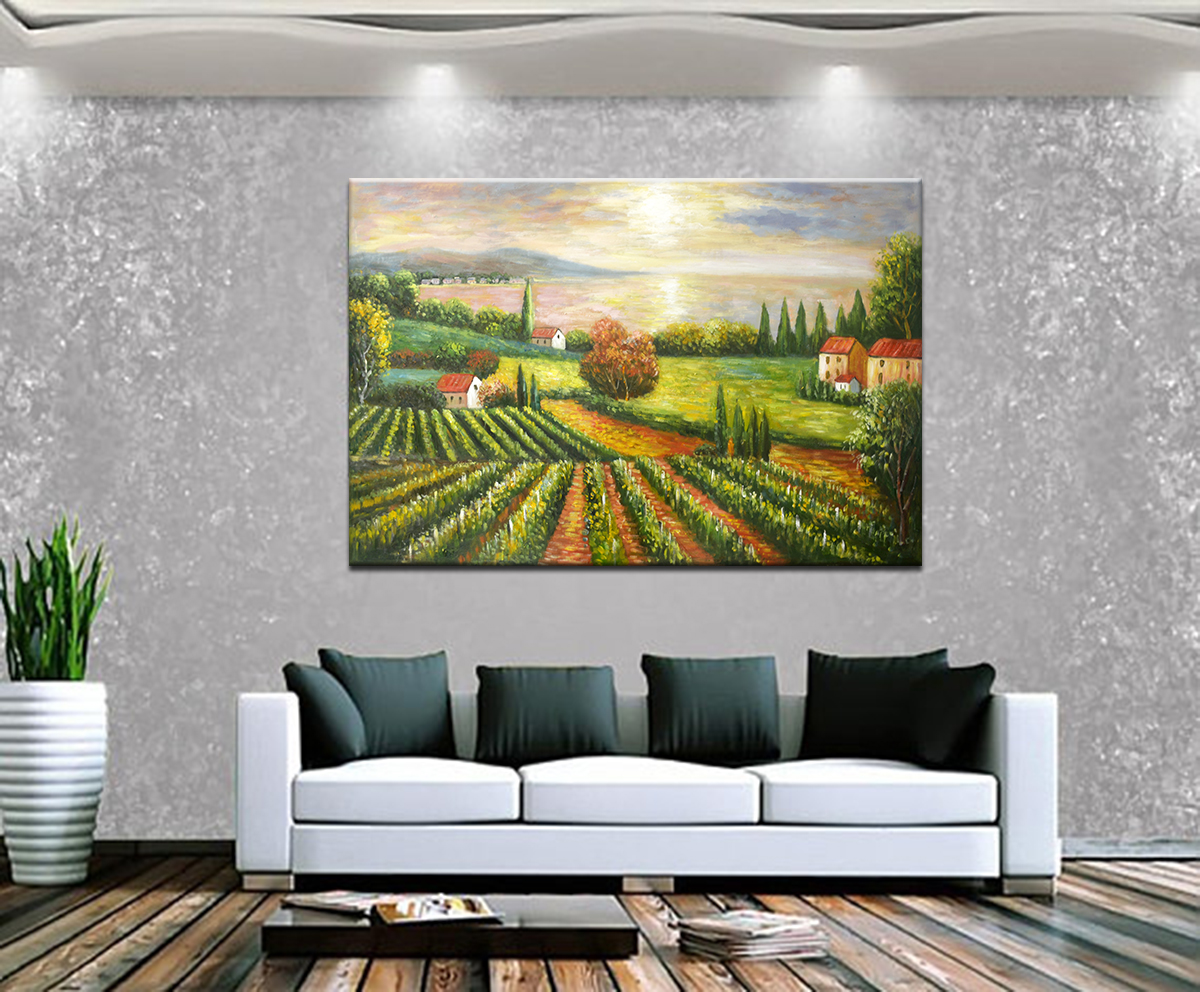 Hand-painting Vineyard Grapes Oil Painting Large Living Room - Click Image to Close